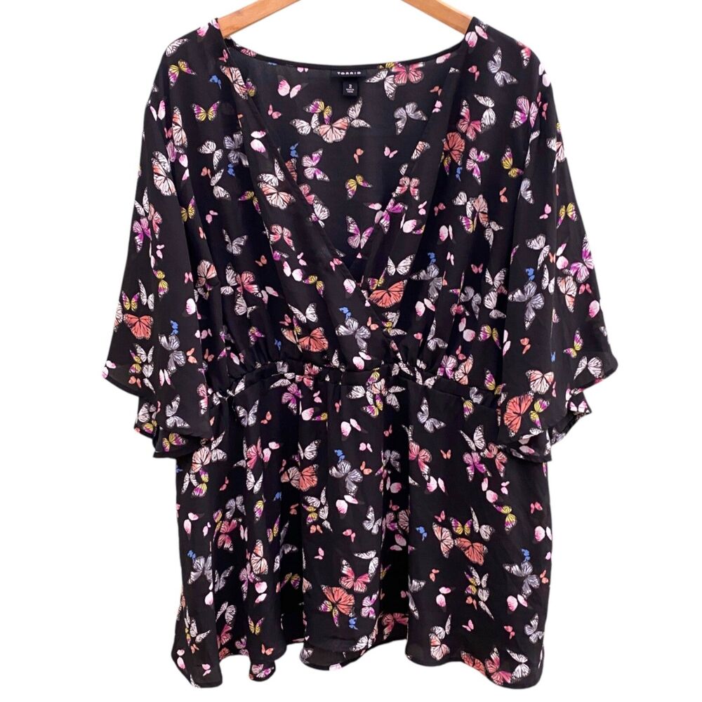Torrid Black Butterfly Print Blouse